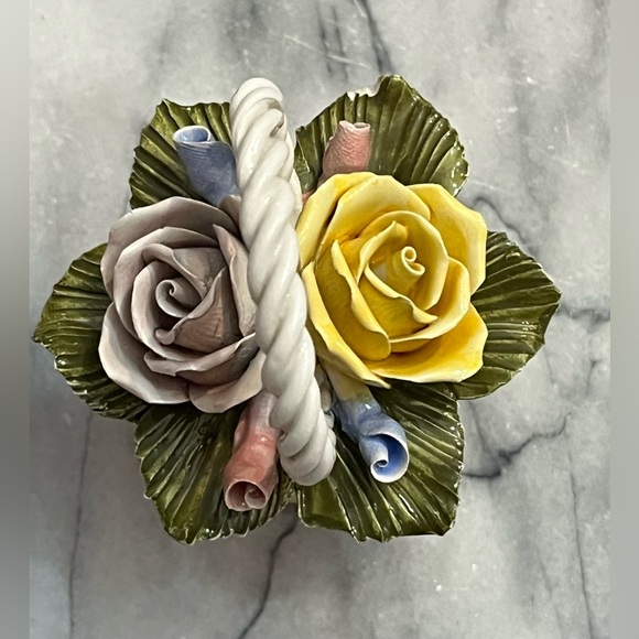 2 Capodimonte porcelain flower baskets Naples, Italy. Mini Pastel w Glaze. - Picture 10 of 12